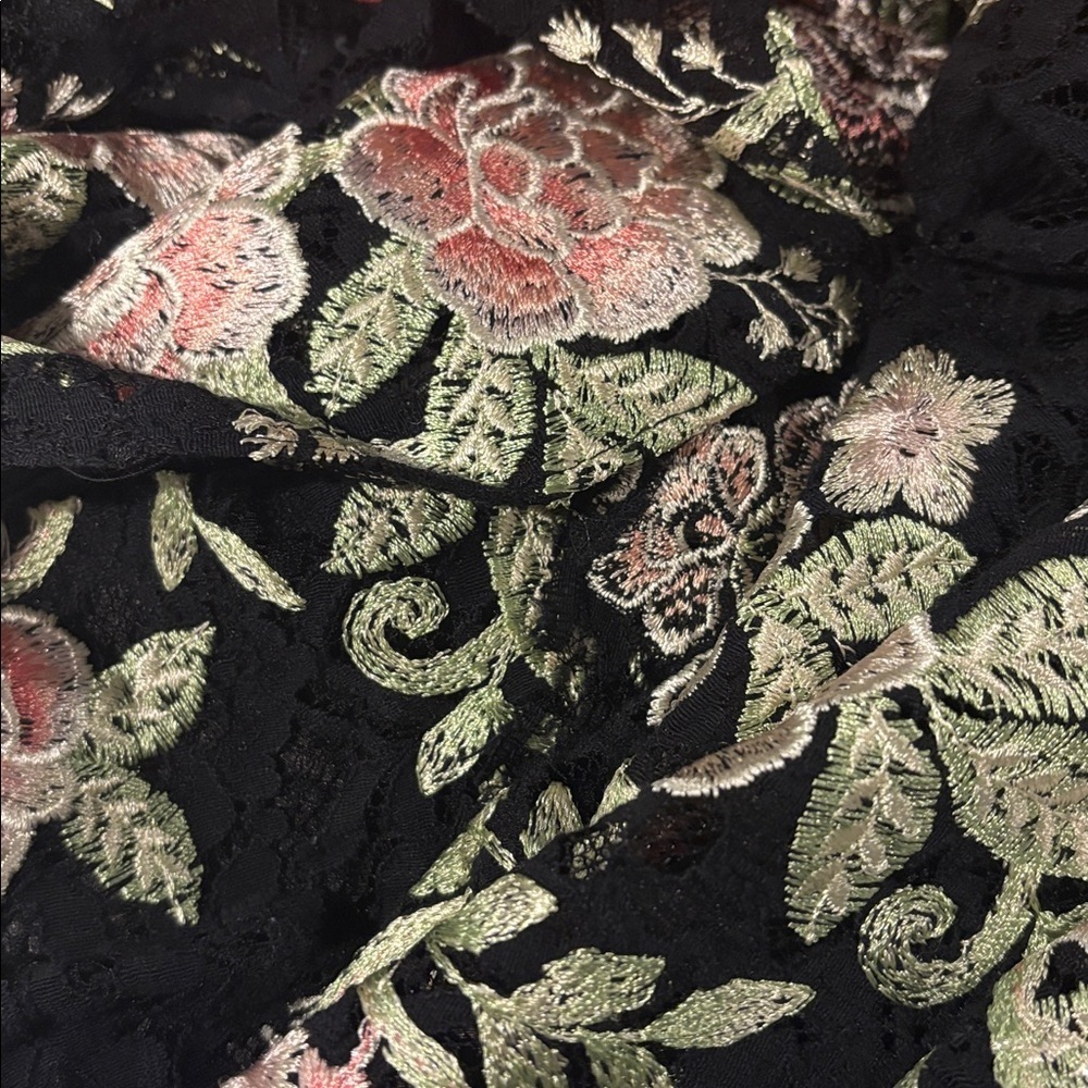 Tahari Black and Pink and Green Floral Midi Dress size 12 - Picture 2 of 5